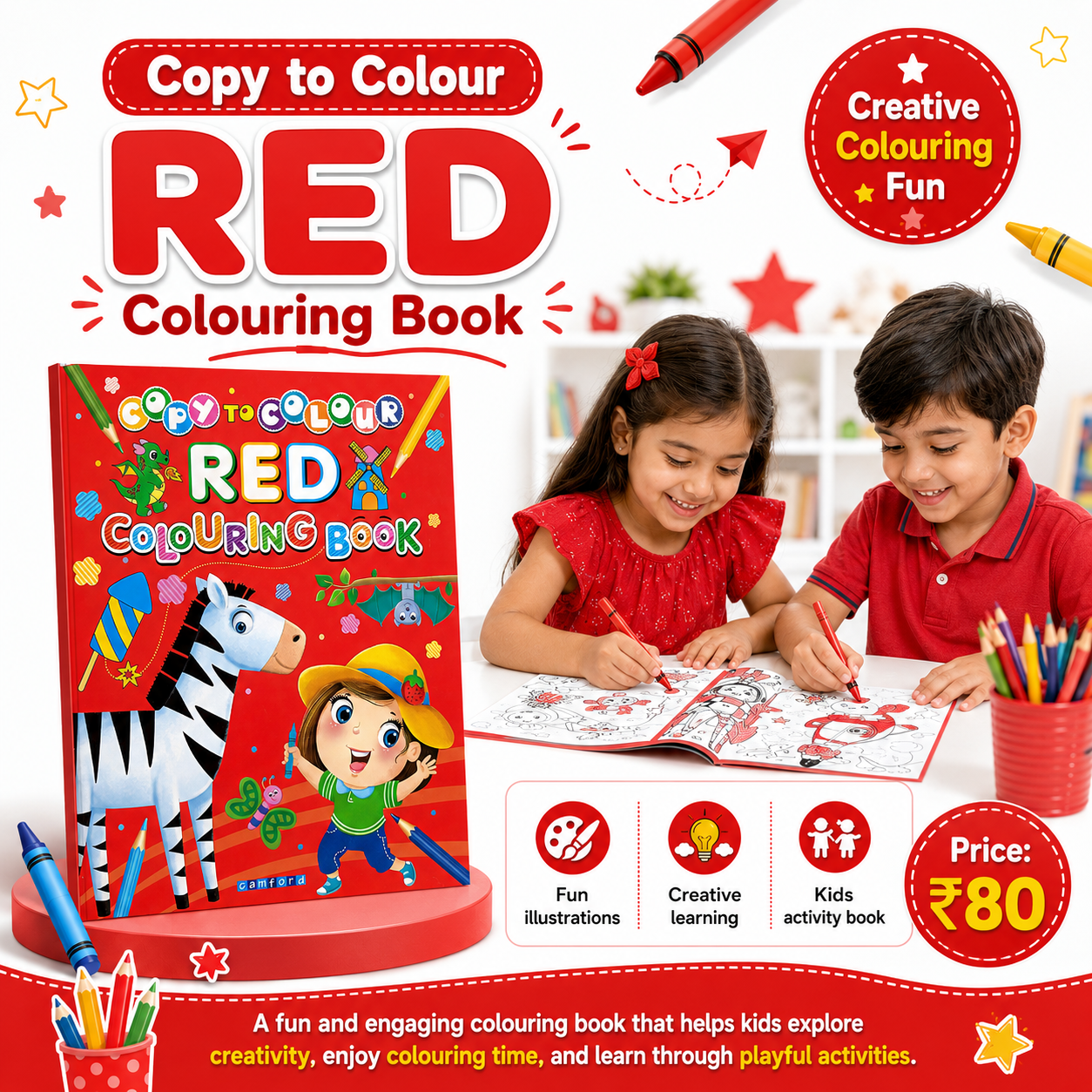 Copy to Colour – Red Colouring Book - Image 3