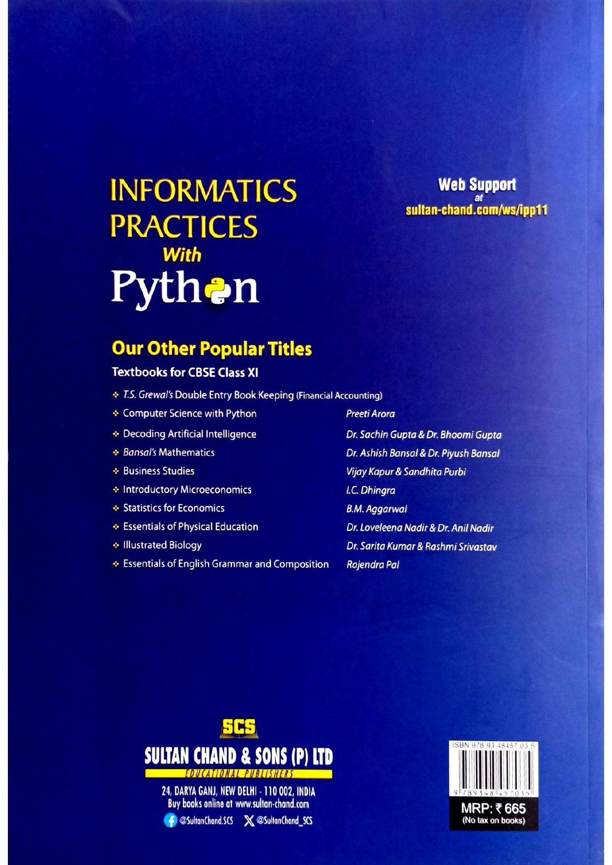 Informatics Practices with Python for CBSE Class 11 (2026 Edition) | Preeti Arora | Sultan Chand - Image 2